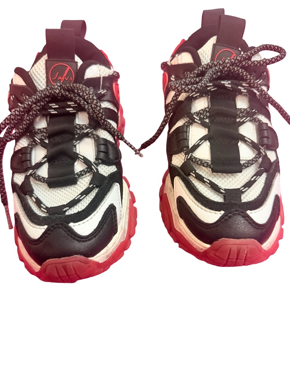 Javi swipe youth sneakers - black white & red colorblock - size 1y